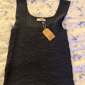 NATURAL LIFE Black Textured Scoop Neck Tank Top